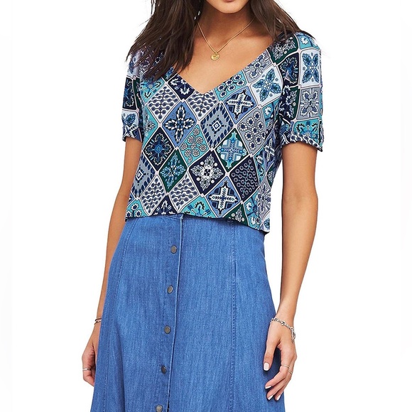 TIGERLILY Juju Boho Patchwork Blue Crop Top NWT RRP$130 - Picture 8 of 15